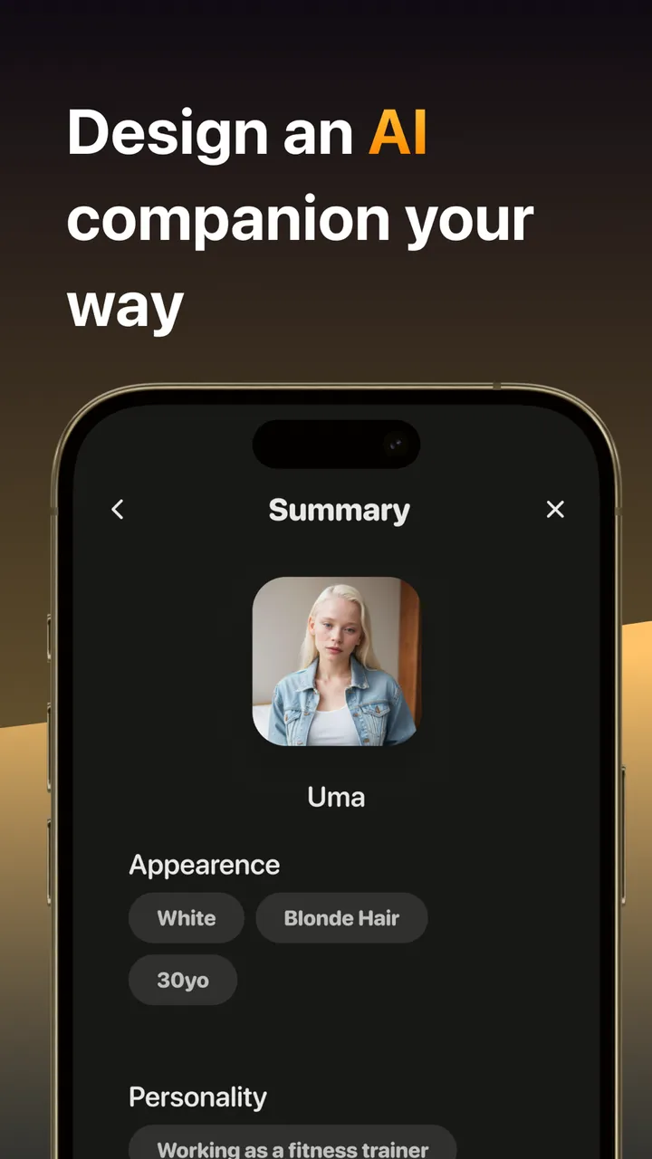 Romantic AI app screenshot