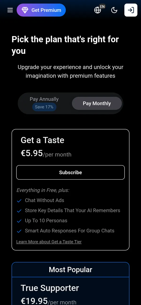 SpicyChat app screenshot